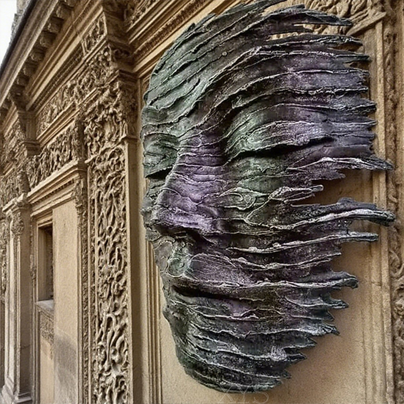 Bronze Abstract Stacked Face Sculpture – Modern Wall Art