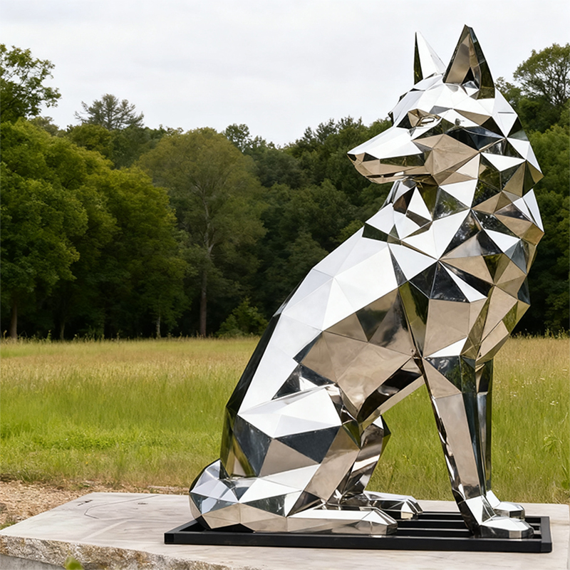 Stainless Steel Wolf Sculpture