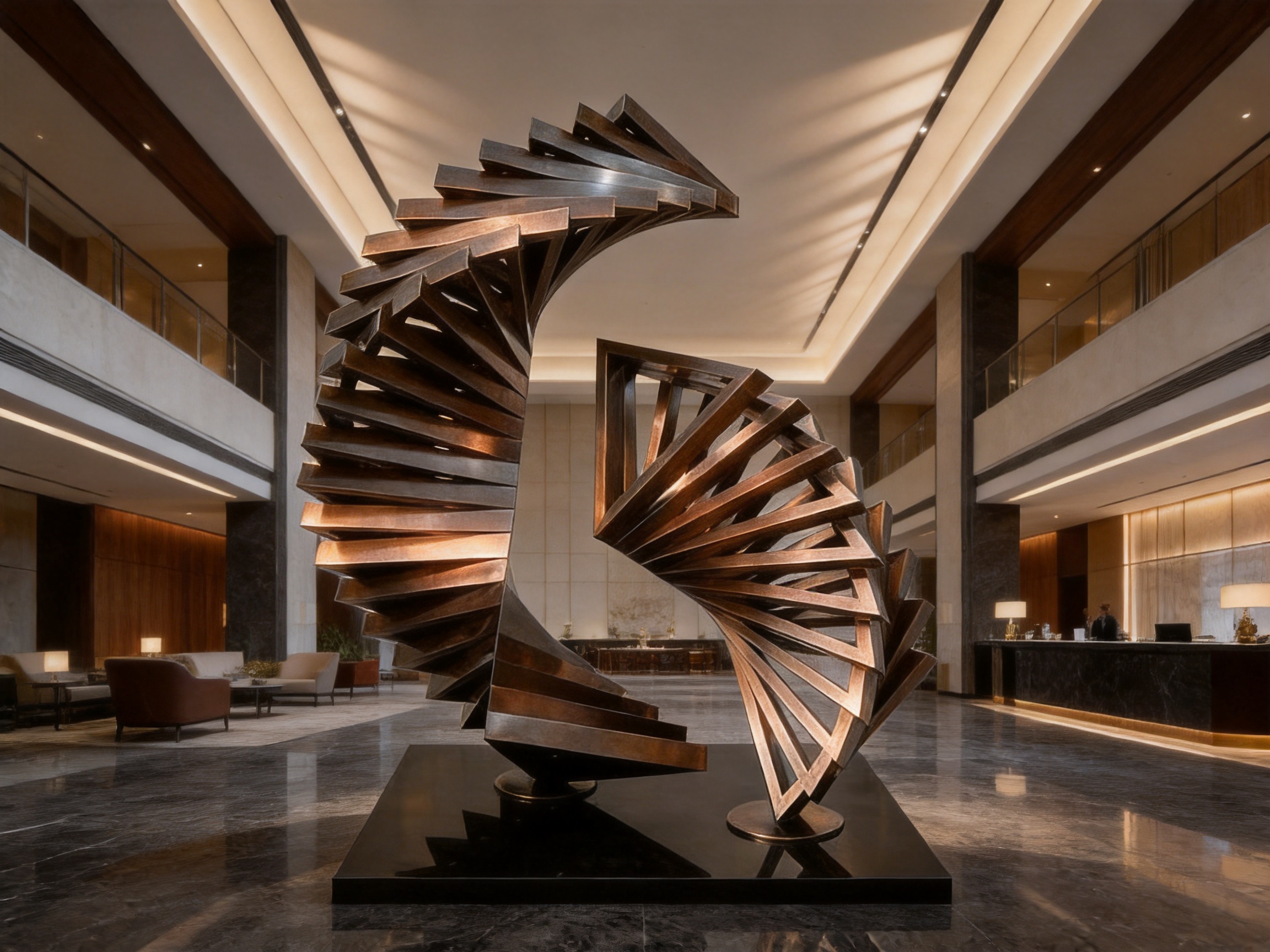 Layered Crescent Spiral Geometric Stainless Steel Sculpture: A Refined Architectural Statement for Contemporary Interiors