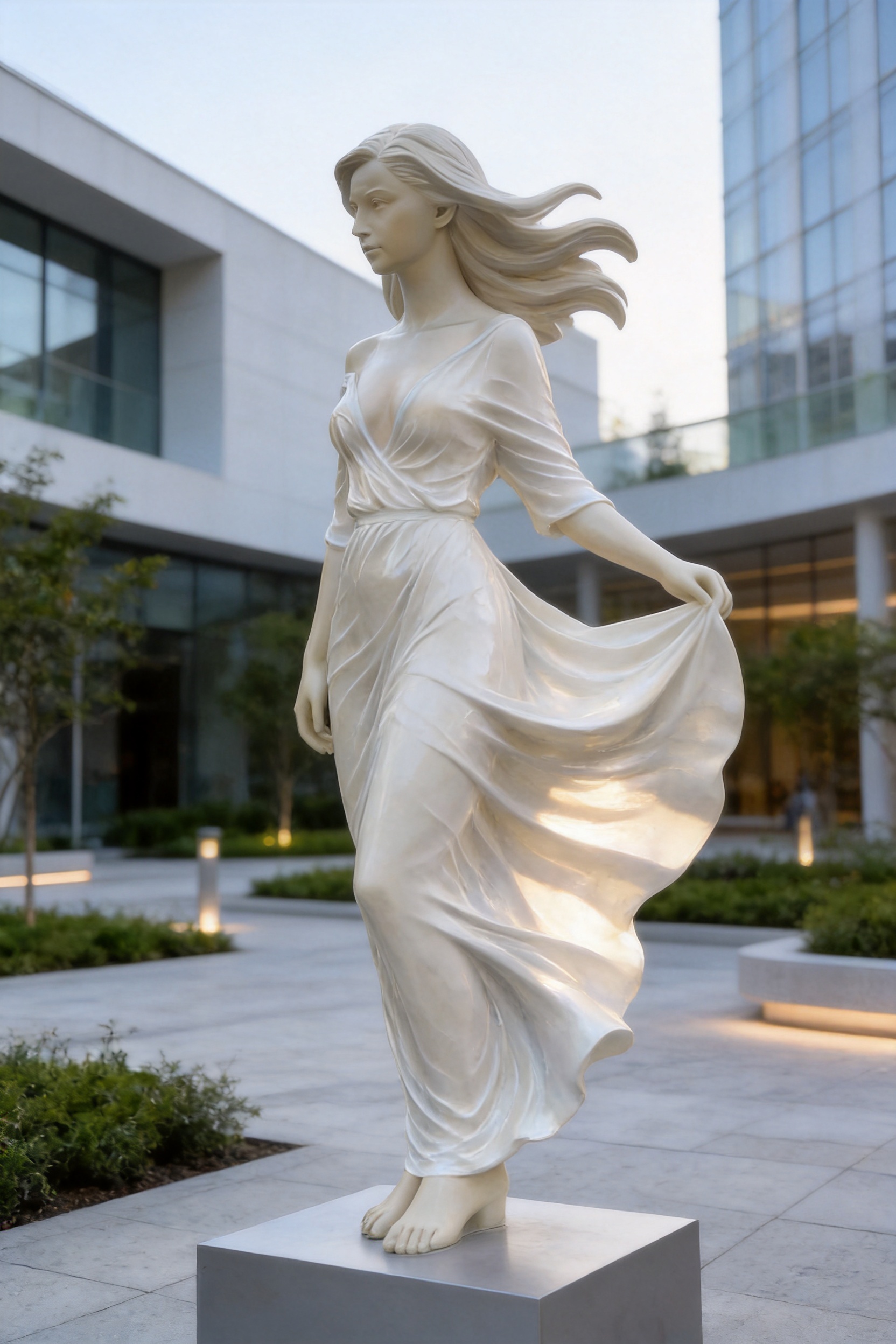 Fiberglass Human Sculpture in the “Skirt in the Wind” Pose: A Lightweight Landmark for Modern Outdoor Spaces