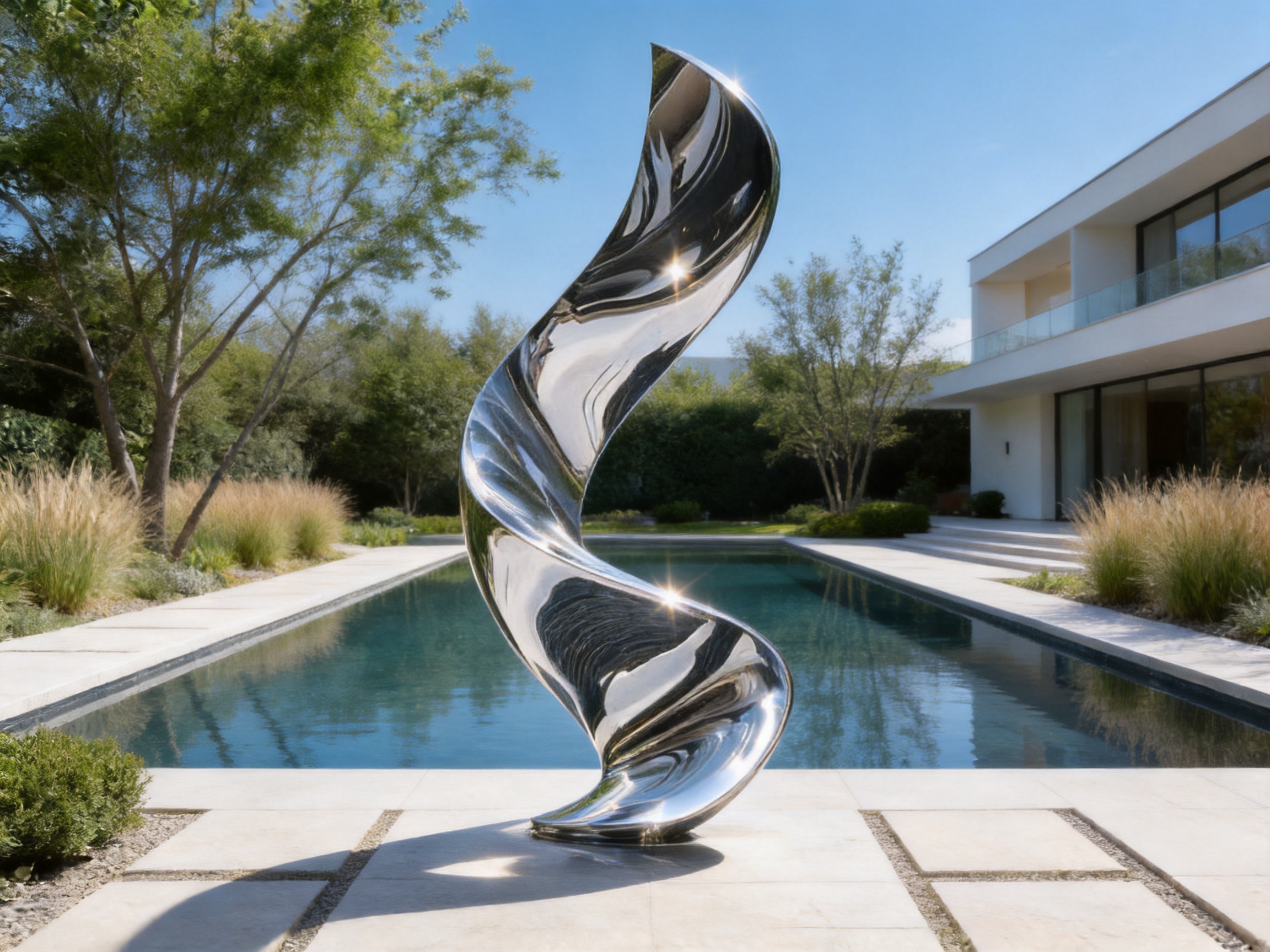 Mirror-Polished Twisted Ribbon Stainless Steel Sculpture: A Contemporary Statement of Motion, Light, and Lasting Quality