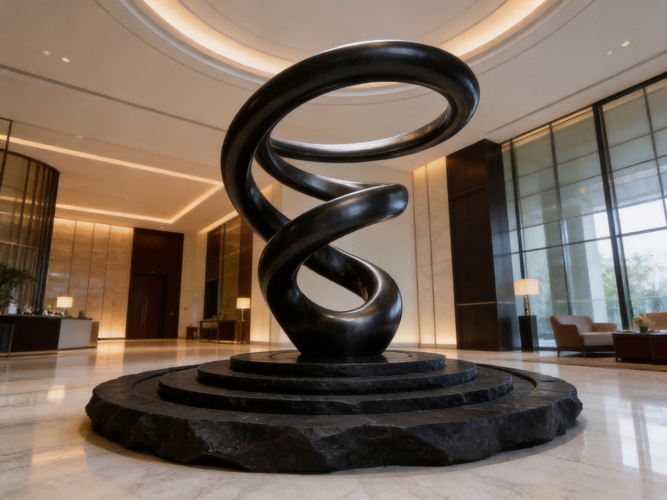 Mobius Spiral Abstract Stainless Steel Sculpture for Refined Indoor Spaces