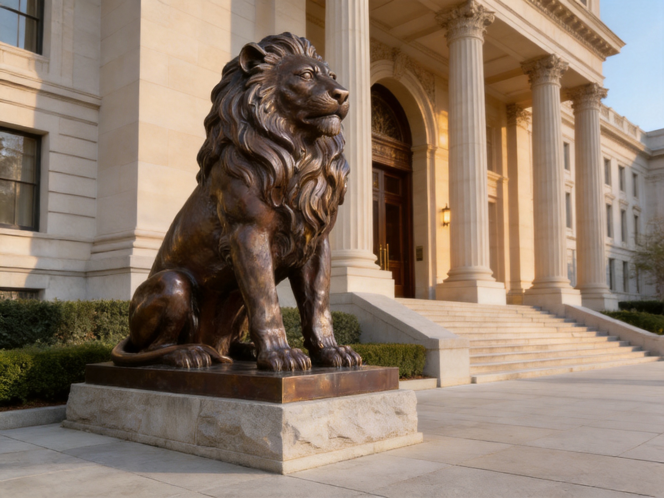 Bronze Sitting Lion Sculpture for Grand Entrances and Classic Garden Decoration