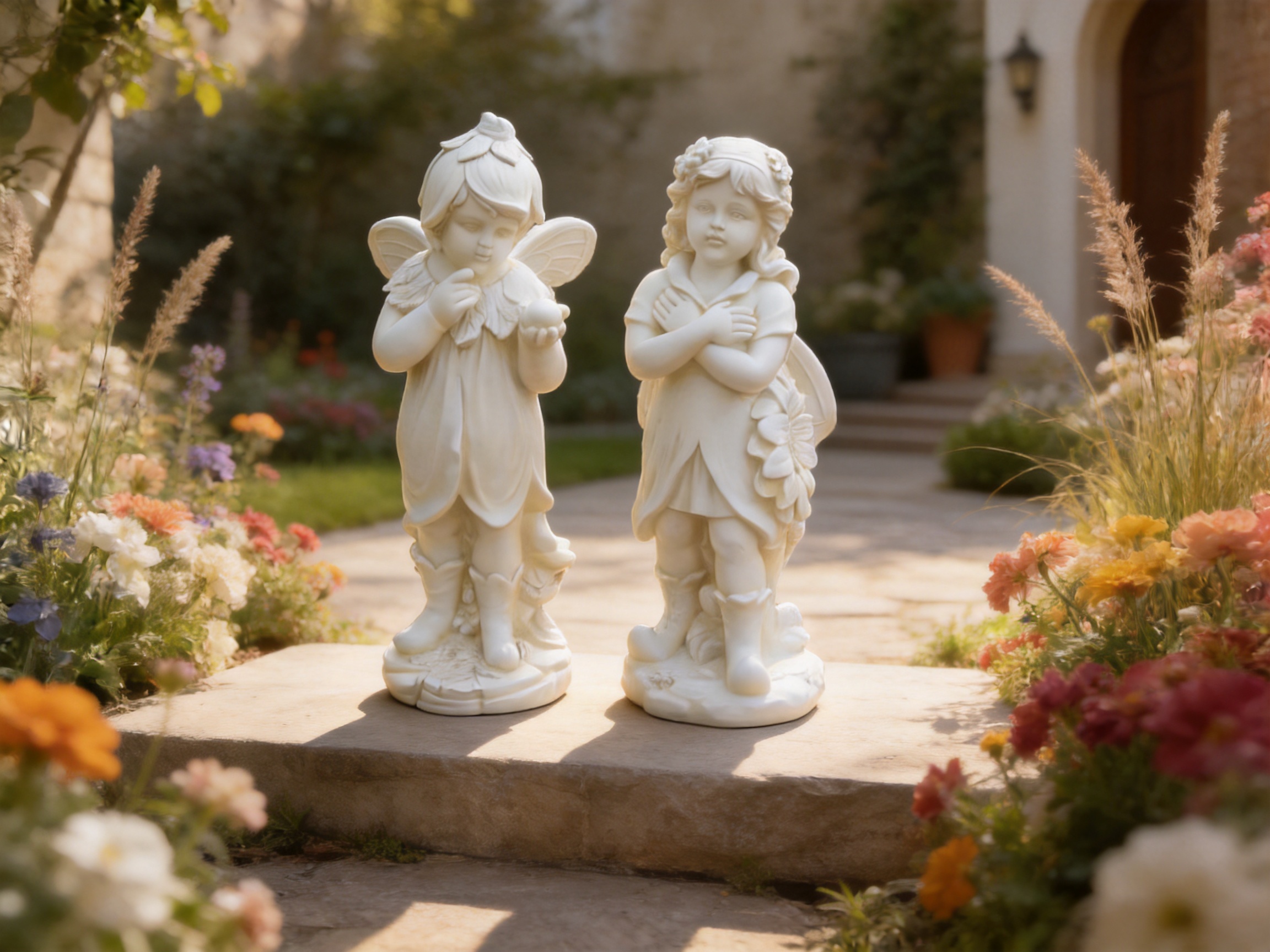 Fiberglass Human Sculpture of a Little Angel: A Lightweight, Weather-Resistant Pair for Charming Interior and Garden Spaces